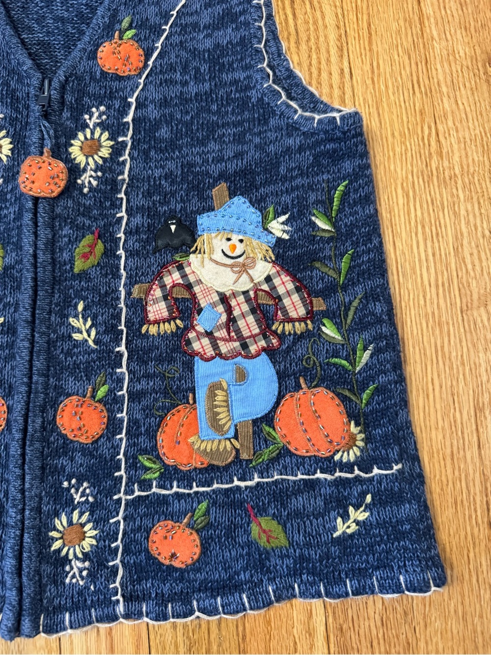 Vintage White Stag Embroidered Full-Zip Scarecrows Fall Autumn Sweater Vest - Sm - Picture 3 of 10